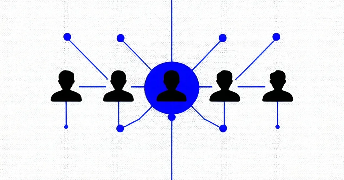 Abstract illustration of a B2B buying committee with intent signals connecting multiple stakeholders